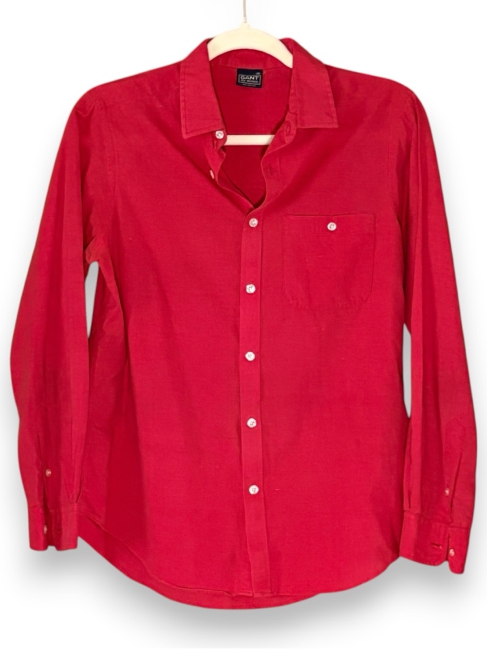 Gant Women's Red Cotton Button Up Long Sleeve Top Size 14 Classic Preppy